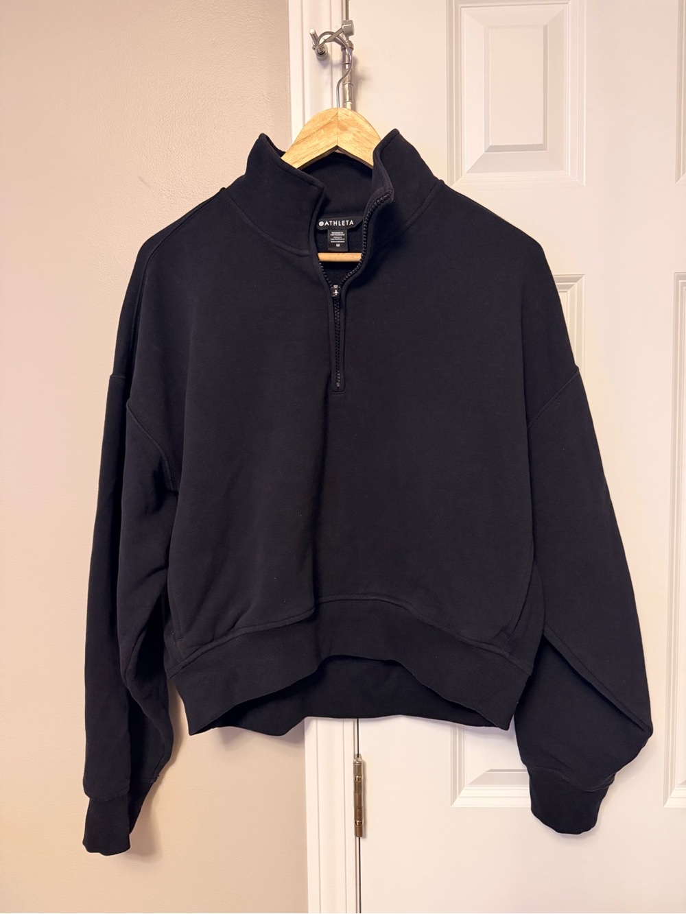 Athleta Black Half-Zip Funnel Neck Pullover
